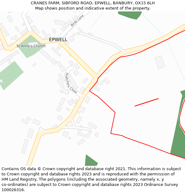 CRANES FARM, SIBFORD ROAD, EPWELL, BANBURY, OX15 6LH: Location map and indicative extent of plot