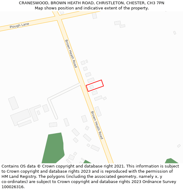 CRANESWOOD, BROWN HEATH ROAD, CHRISTLETON, CHESTER, CH3 7PN: Location map and indicative extent of plot