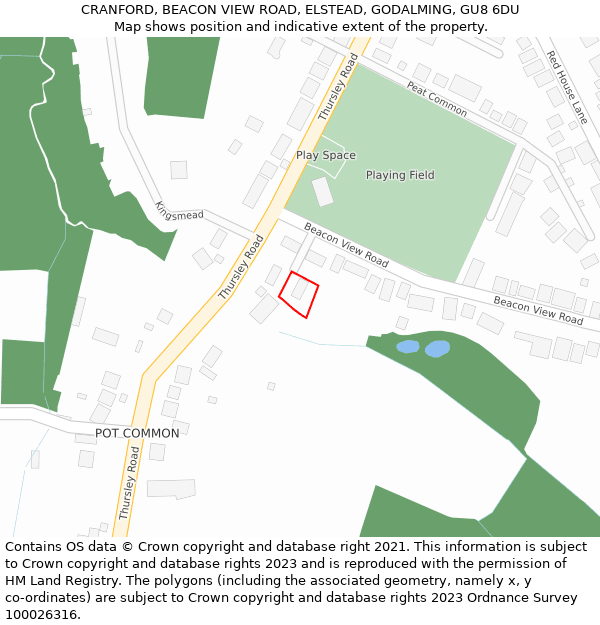 CRANFORD, BEACON VIEW ROAD, ELSTEAD, GODALMING, GU8 6DU: Location map and indicative extent of plot