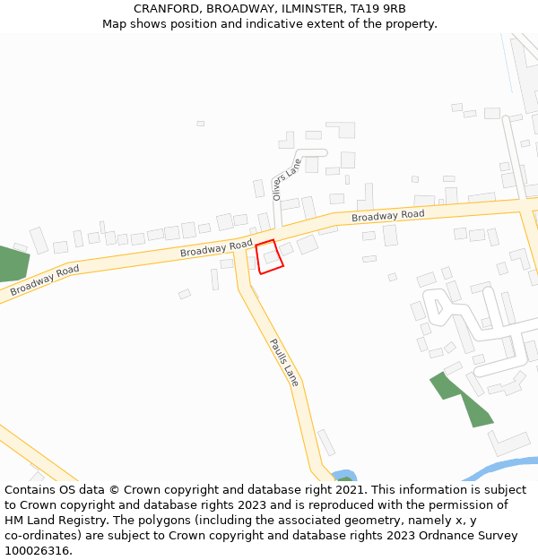 CRANFORD, BROADWAY, ILMINSTER, TA19 9RB: Location map and indicative extent of plot