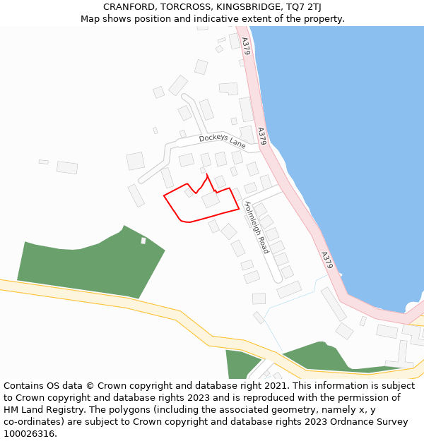 CRANFORD, TORCROSS, KINGSBRIDGE, TQ7 2TJ: Location map and indicative extent of plot