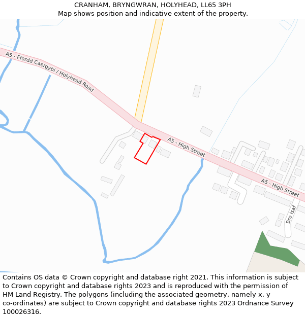 CRANHAM, BRYNGWRAN, HOLYHEAD, LL65 3PH: Location map and indicative extent of plot