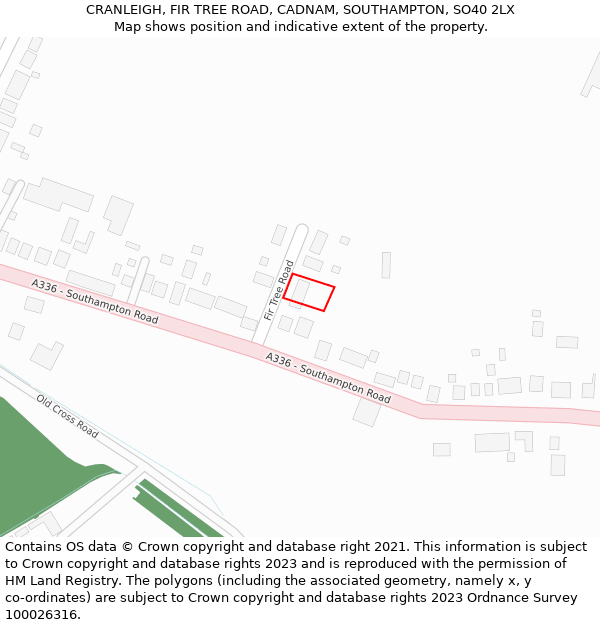 CRANLEIGH, FIR TREE ROAD, CADNAM, SOUTHAMPTON, SO40 2LX: Location map and indicative extent of plot