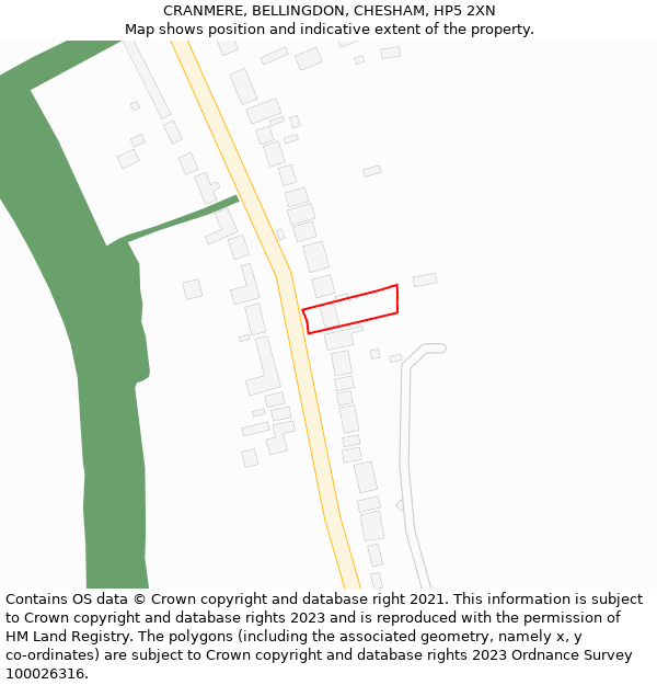 CRANMERE, BELLINGDON, CHESHAM, HP5 2XN: Location map and indicative extent of plot