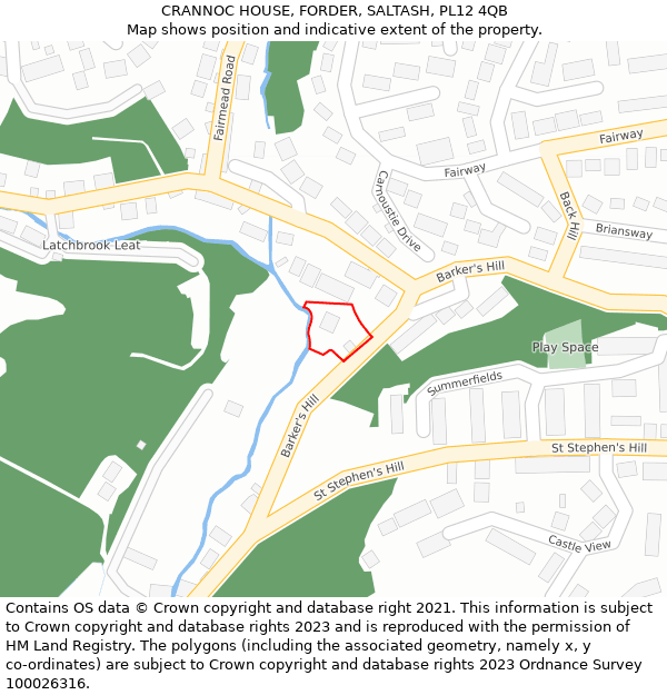 CRANNOC HOUSE, FORDER, SALTASH, PL12 4QB: Location map and indicative extent of plot