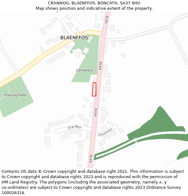 CRANNOG, BLAENFFOS, BONCATH, SA37 0HU: Location map and indicative extent of plot