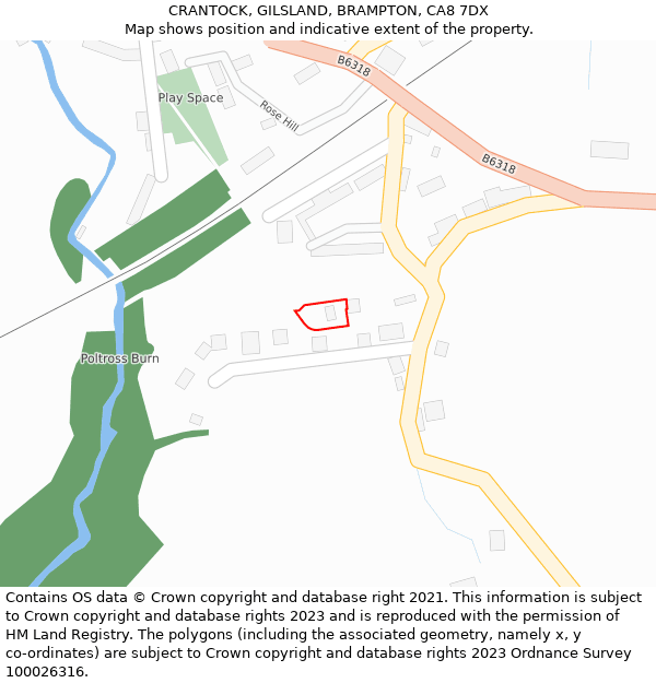 CRANTOCK, GILSLAND, BRAMPTON, CA8 7DX: Location map and indicative extent of plot