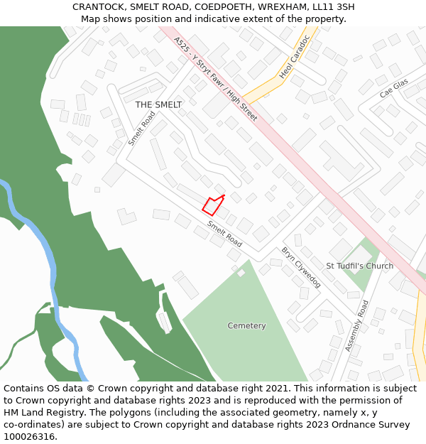 CRANTOCK, SMELT ROAD, COEDPOETH, WREXHAM, LL11 3SH: Location map and indicative extent of plot