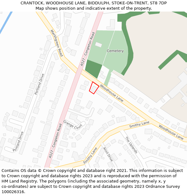 CRANTOCK, WOODHOUSE LANE, BIDDULPH, STOKE-ON-TRENT, ST8 7DP: Location map and indicative extent of plot