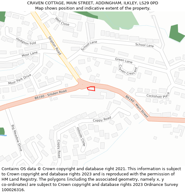 CRAVEN COTTAGE, MAIN STREET, ADDINGHAM, ILKLEY, LS29 0PD: Location map and indicative extent of plot