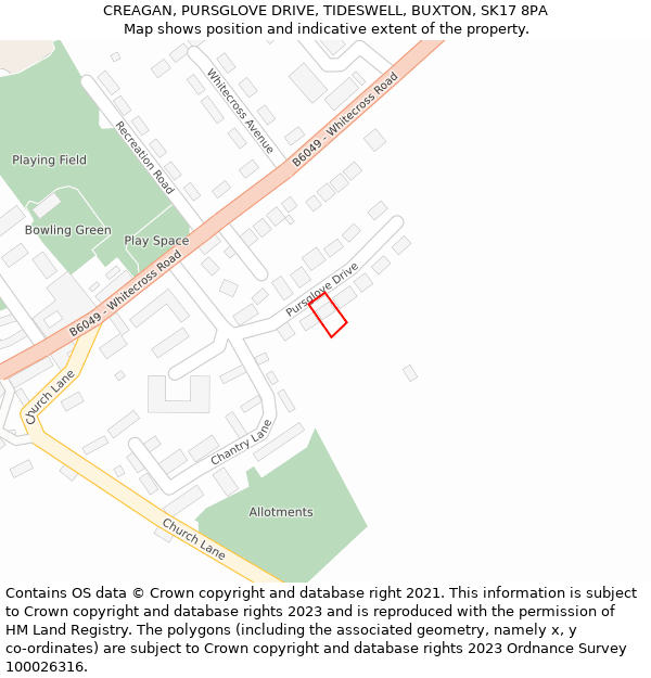 CREAGAN, PURSGLOVE DRIVE, TIDESWELL, BUXTON, SK17 8PA: Location map and indicative extent of plot