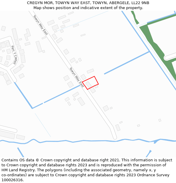 CREGYN MOR, TOWYN WAY EAST, TOWYN, ABERGELE, LL22 9NB: Location map and indicative extent of plot