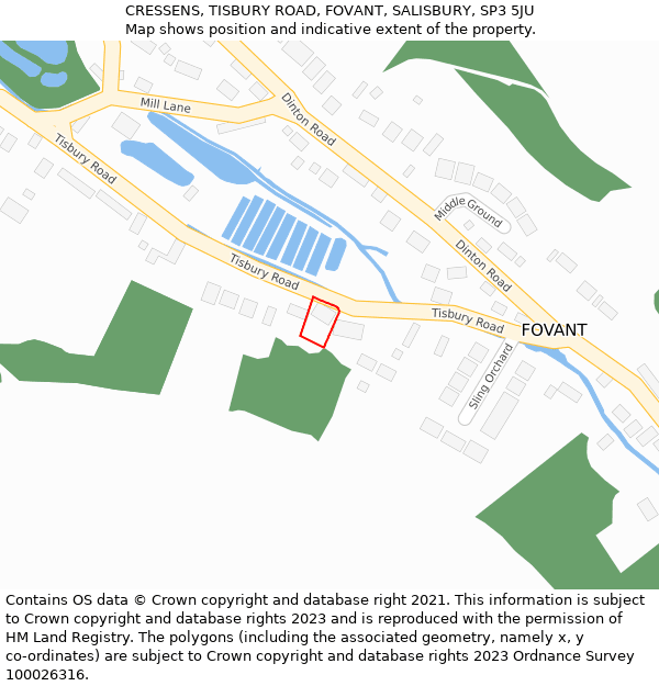 CRESSENS, TISBURY ROAD, FOVANT, SALISBURY, SP3 5JU: Location map and indicative extent of plot