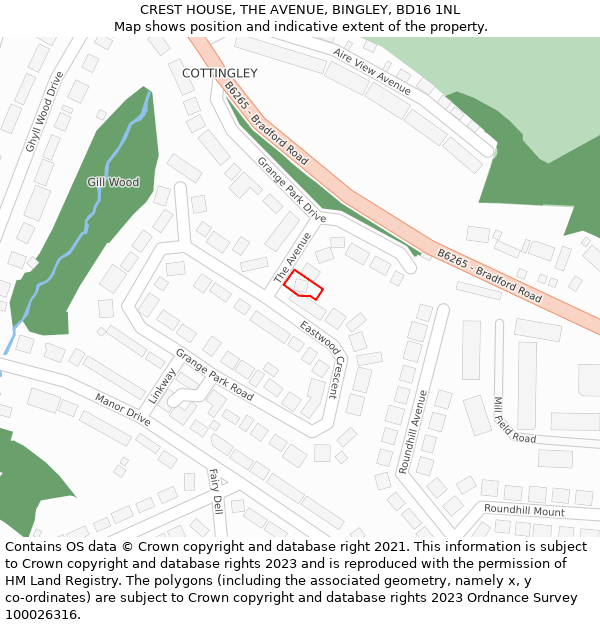 CREST HOUSE, THE AVENUE, BINGLEY, BD16 1NL: Location map and indicative extent of plot