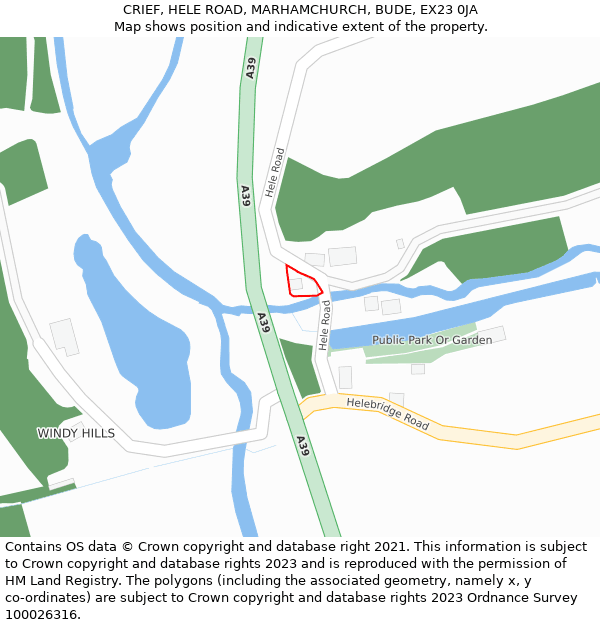 CRIEF, HELE ROAD, MARHAMCHURCH, BUDE, EX23 0JA: Location map and indicative extent of plot