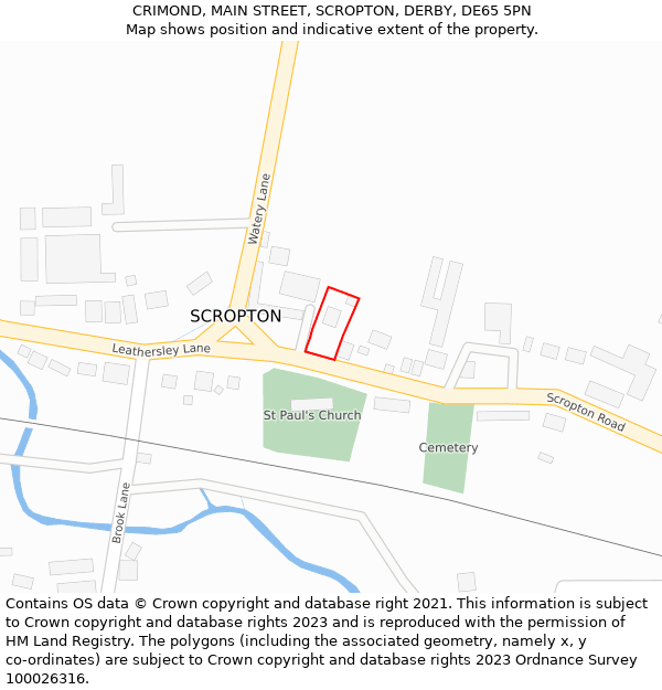 CRIMOND, MAIN STREET, SCROPTON, DERBY, DE65 5PN: Location map and indicative extent of plot