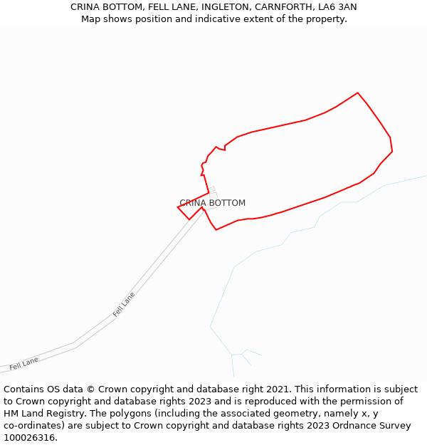 CRINA BOTTOM, FELL LANE, INGLETON, CARNFORTH, LA6 3AN: Location map and indicative extent of plot