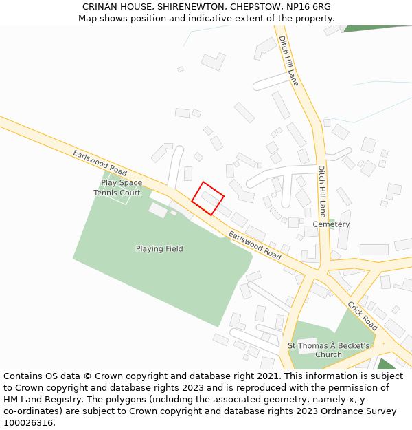 CRINAN HOUSE, SHIRENEWTON, CHEPSTOW, NP16 6RG: Location map and indicative extent of plot