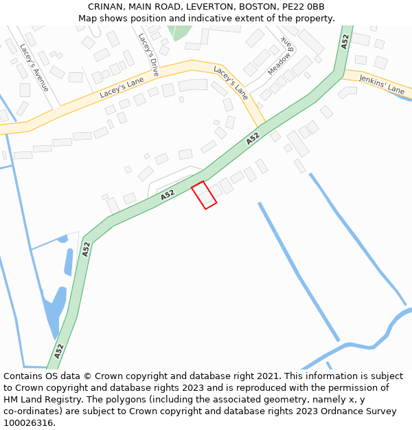 CRINAN, MAIN ROAD, LEVERTON, BOSTON, PE22 0BB: Location map and indicative extent of plot