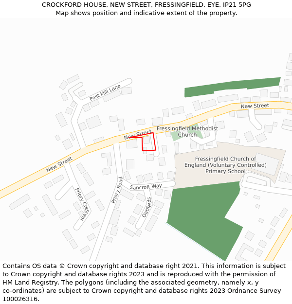 CROCKFORD HOUSE, NEW STREET, FRESSINGFIELD, EYE, IP21 5PG: Location map and indicative extent of plot