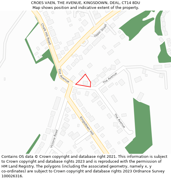 CROES VAEN, THE AVENUE, KINGSDOWN, DEAL, CT14 8DU: Location map and indicative extent of plot