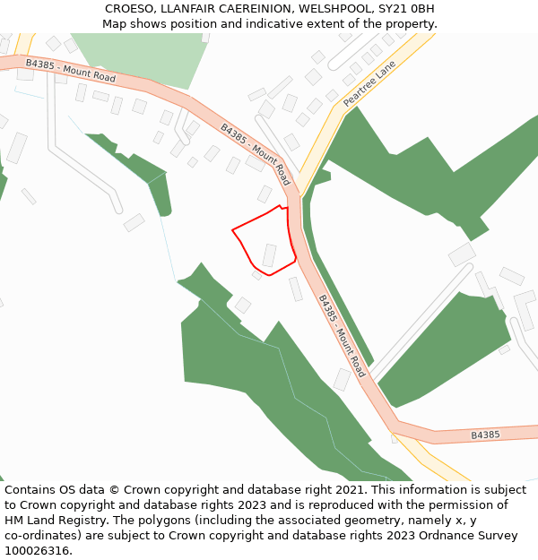 CROESO, LLANFAIR CAEREINION, WELSHPOOL, SY21 0BH: Location map and indicative extent of plot