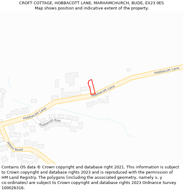 CROFT COTTAGE, HOBBACOTT LANE, MARHAMCHURCH, BUDE, EX23 0ES: Location map and indicative extent of plot