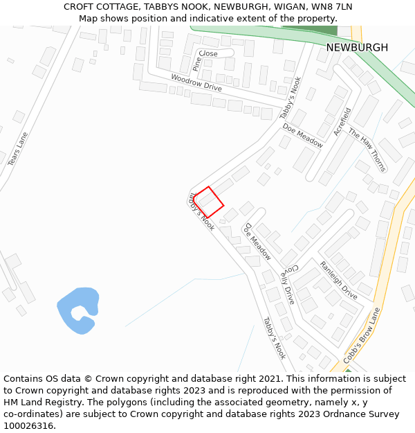 CROFT COTTAGE, TABBYS NOOK, NEWBURGH, WIGAN, WN8 7LN: Location map and indicative extent of plot