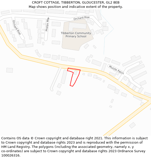 CROFT COTTAGE, TIBBERTON, GLOUCESTER, GL2 8EB: Location map and indicative extent of plot