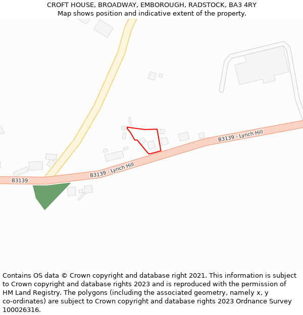 CROFT HOUSE, BROADWAY, EMBOROUGH, RADSTOCK, BA3 4RY: Location map and indicative extent of plot