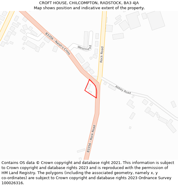 CROFT HOUSE, CHILCOMPTON, RADSTOCK, BA3 4JA: Location map and indicative extent of plot