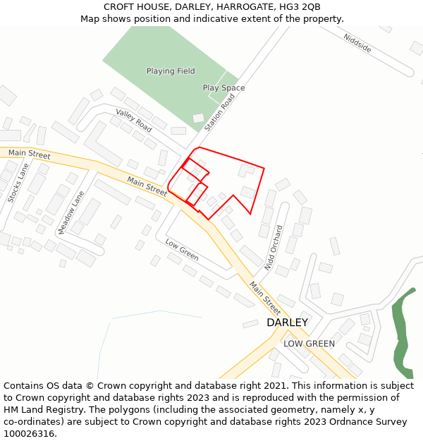 CROFT HOUSE, DARLEY, HARROGATE, HG3 2QB: Location map and indicative extent of plot