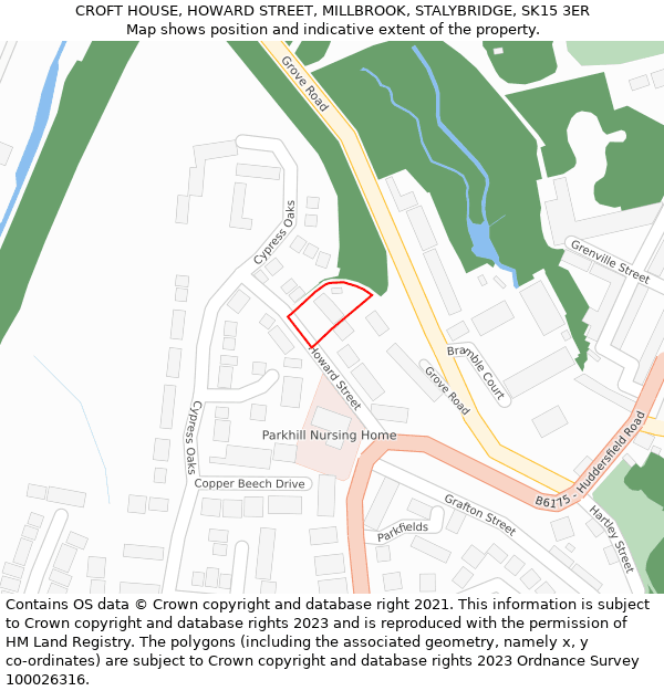 CROFT HOUSE, HOWARD STREET, MILLBROOK, STALYBRIDGE, SK15 3ER: Location map and indicative extent of plot