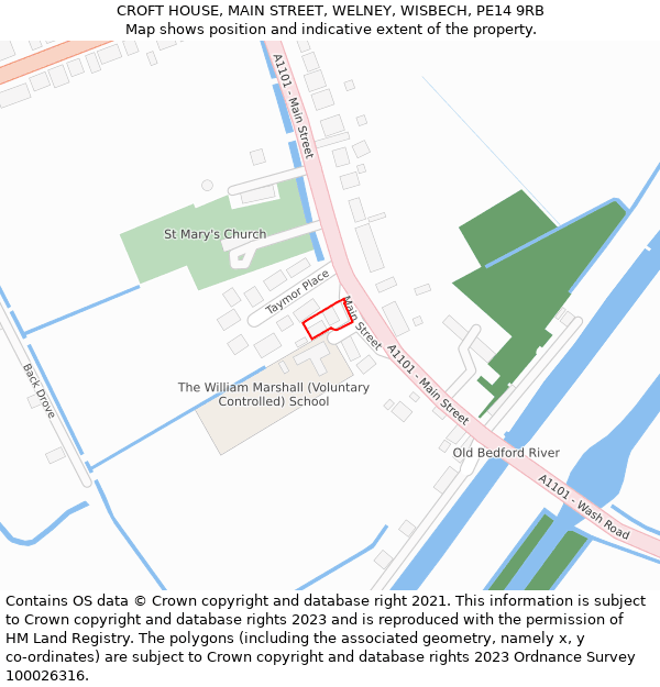 CROFT HOUSE, MAIN STREET, WELNEY, WISBECH, PE14 9RB: Location map and indicative extent of plot