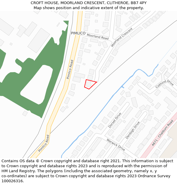 CROFT HOUSE, MOORLAND CRESCENT, CLITHEROE, BB7 4PY: Location map and indicative extent of plot