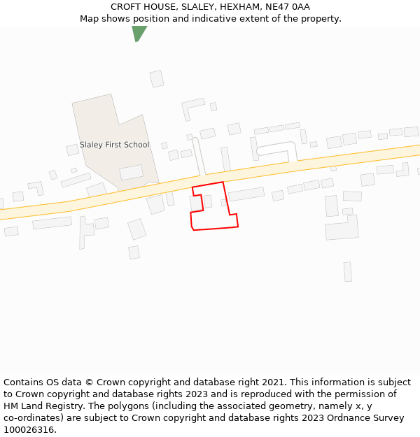 CROFT HOUSE, SLALEY, HEXHAM, NE47 0AA: Location map and indicative extent of plot