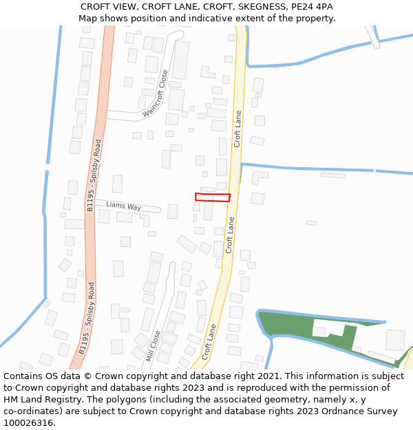 CROFT VIEW, CROFT LANE, CROFT, SKEGNESS, PE24 4PA: Location map and indicative extent of plot