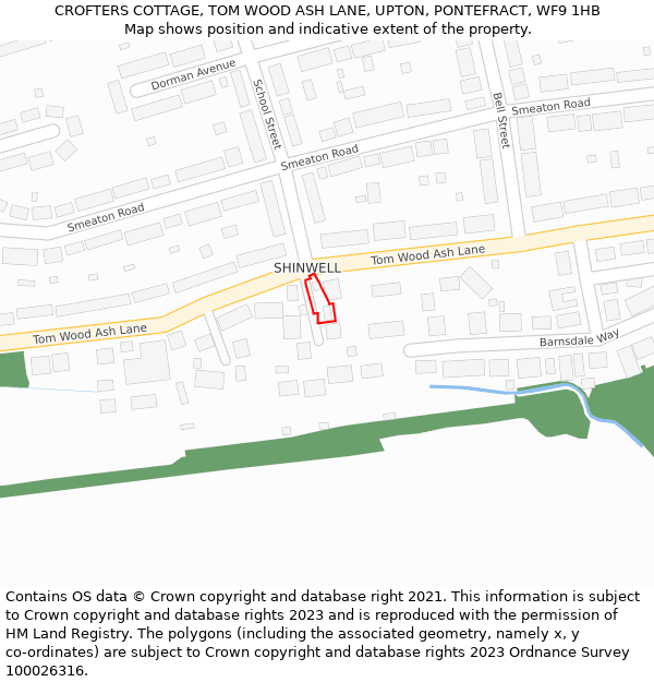 CROFTERS COTTAGE, TOM WOOD ASH LANE, UPTON, PONTEFRACT, WF9 1HB: Location map and indicative extent of plot