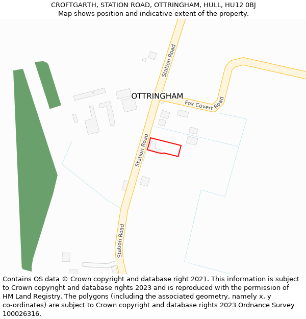 CROFTGARTH, STATION ROAD, OTTRINGHAM, HULL, HU12 0BJ: Location map and indicative extent of plot