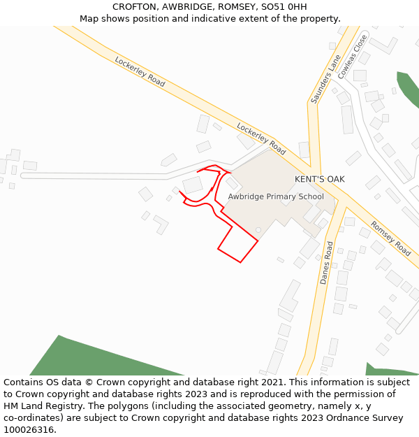 CROFTON, AWBRIDGE, ROMSEY, SO51 0HH: Location map and indicative extent of plot
