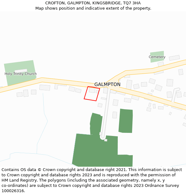 CROFTON, GALMPTON, KINGSBRIDGE, TQ7 3HA: Location map and indicative extent of plot