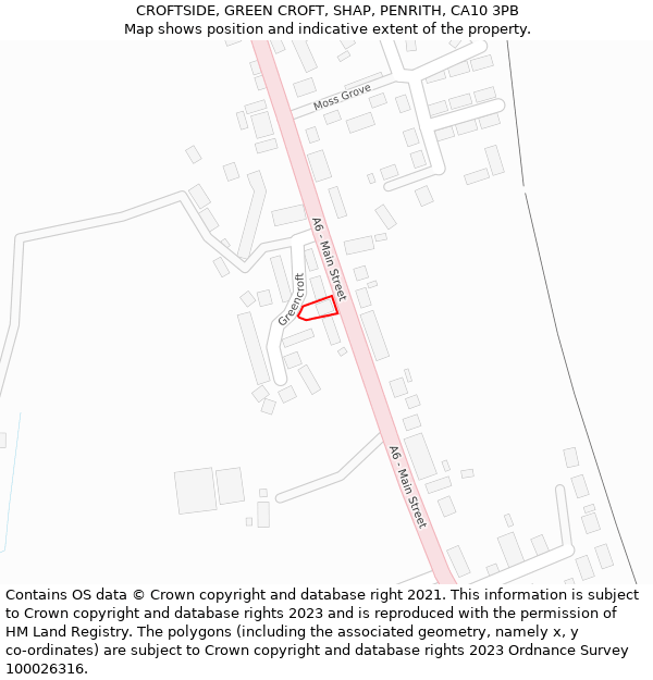 CROFTSIDE, GREEN CROFT, SHAP, PENRITH, CA10 3PB: Location map and indicative extent of plot