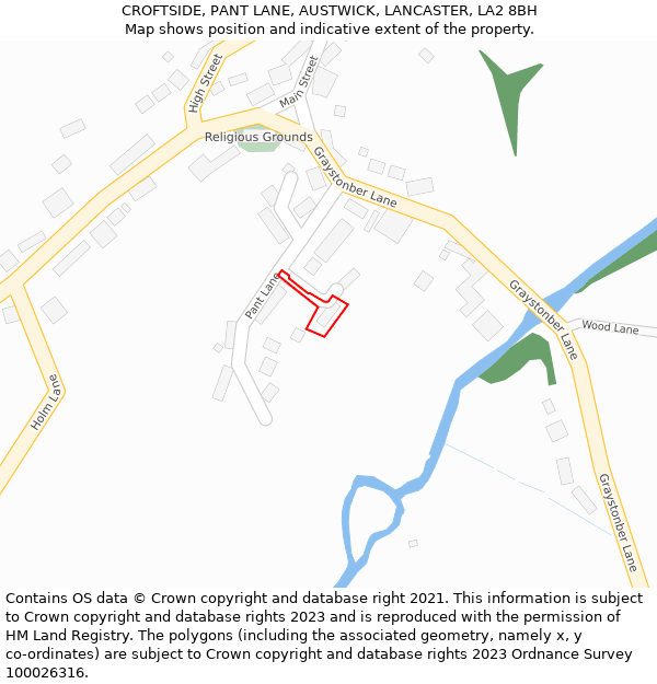 CROFTSIDE, PANT LANE, AUSTWICK, LANCASTER, LA2 8BH: Location map and indicative extent of plot