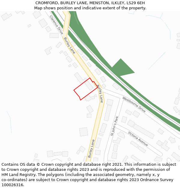 CROMFORD, BURLEY LANE, MENSTON, ILKLEY, LS29 6EH: Location map and indicative extent of plot