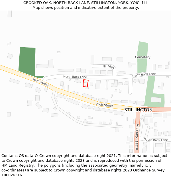 CROOKED OAK, NORTH BACK LANE, STILLINGTON, YORK, YO61 1LL: Location map and indicative extent of plot