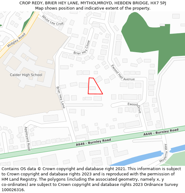 CROP REDY, BRIER HEY LANE, MYTHOLMROYD, HEBDEN BRIDGE, HX7 5PJ: Location map and indicative extent of plot