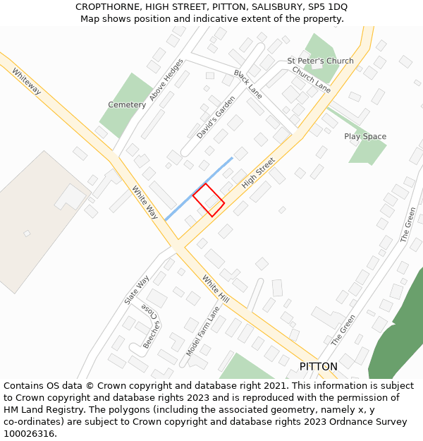 CROPTHORNE, HIGH STREET, PITTON, SALISBURY, SP5 1DQ: Location map and indicative extent of plot