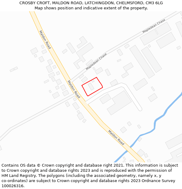 CROSBY CROFT, MALDON ROAD, LATCHINGDON, CHELMSFORD, CM3 6LG: Location map and indicative extent of plot