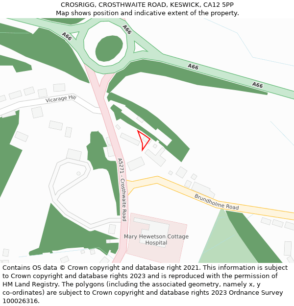 CROSRIGG, CROSTHWAITE ROAD, KESWICK, CA12 5PP: Location map and indicative extent of plot