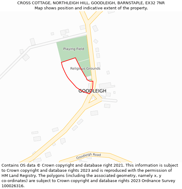 CROSS COTTAGE, NORTHLEIGH HILL, GOODLEIGH, BARNSTAPLE, EX32 7NR: Location map and indicative extent of plot